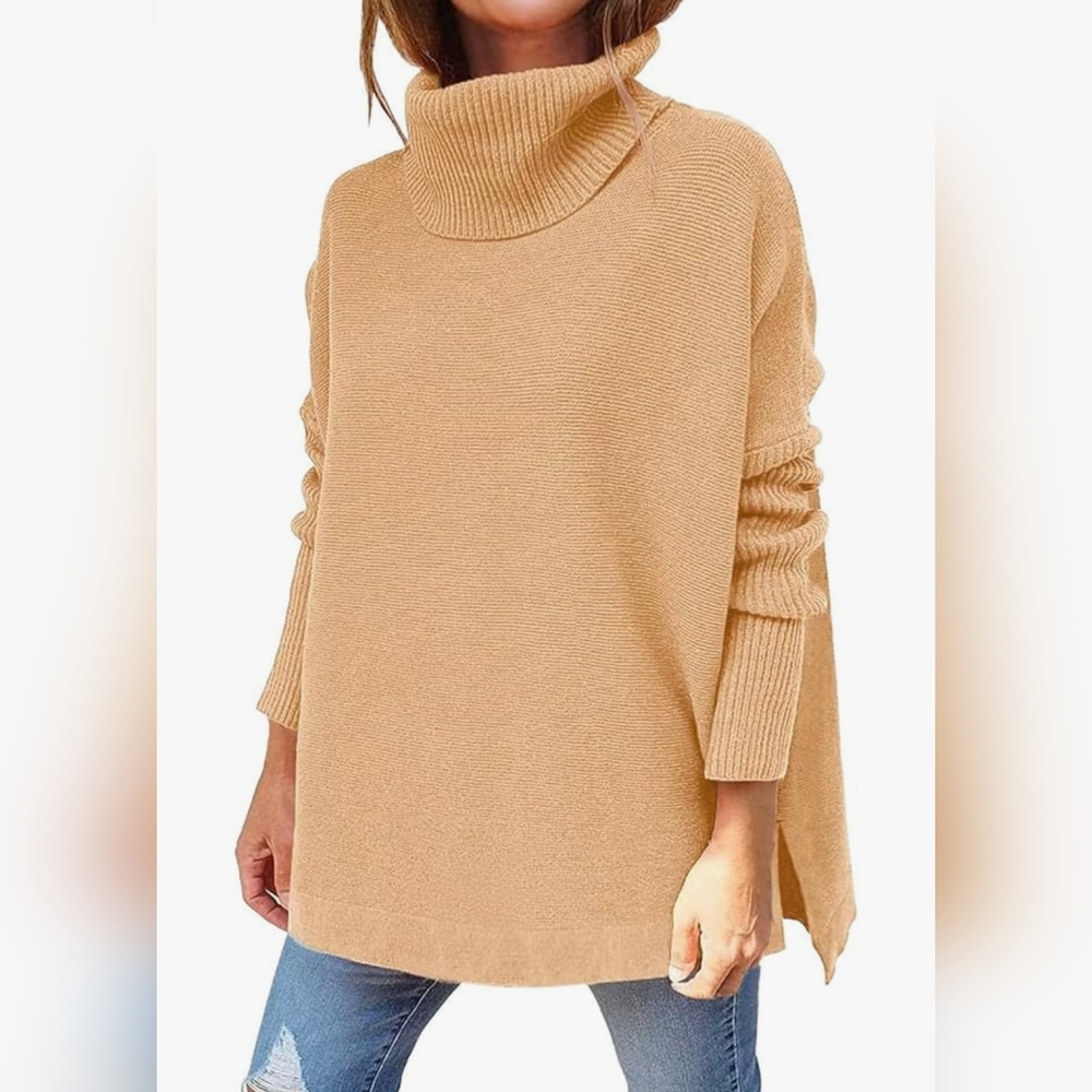 Womens Cowl Neck Sweater Size Medium Loose Long Pullover - Picture 1 of 4